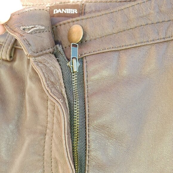 DANIER Brown Leather Pants Women's Size 4 Chocolate Brown - Picture 7 of 12
